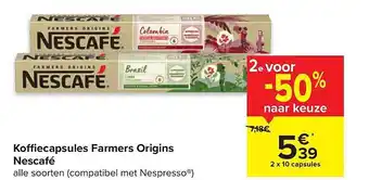 Carrefour Koffiecapsules farmers origins nescafé aanbieding