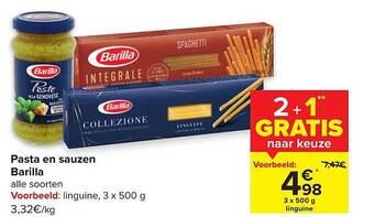 Carrefour Pasta en sauzen barilla aanbieding