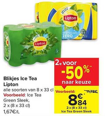 Carrefour Blikjes ice tea lipton aanbieding
