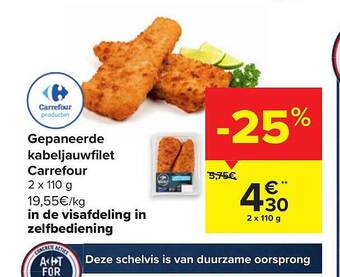 Carrefour Gepaneerde kabeljauwfilet carrefour aanbieding