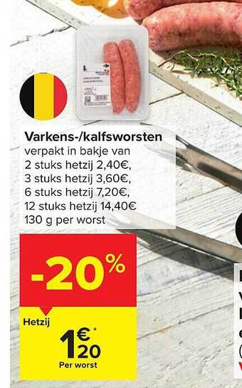 Carrefour Varkens- kalfsworsten aanbieding