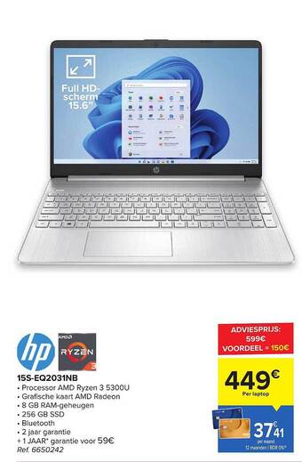 Carrefour Hp 15s-eq2031nb aanbieding