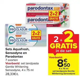 Sets aquafresh, sensodyne en parodontax
