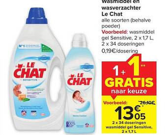 Carrefour Wasmiddel en wasverzachter le chat aanbieding