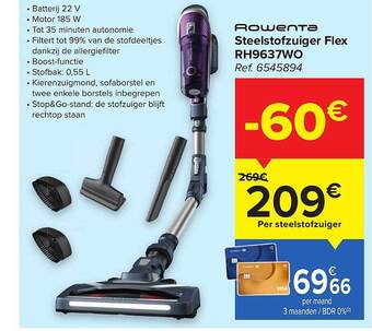Carrefour Rowenta steelstofzuiger flex rh9637wo aanbieding