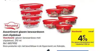 Carrefour Assortiment glazen bewaardozen met clipdecksel menastyl aanbieding