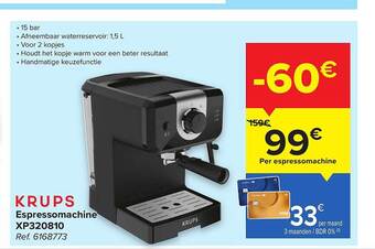 Carrefour Krups espressomachine xp320810 aanbieding
