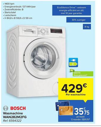 Carrefour Bosch wasmachine wan282m2fg aanbieding
