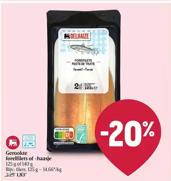 Delhaize Gerookte forelfilets of -haasje aanbieding
