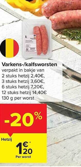 Carrefour Market Varkens- kalfsworsten aanbieding