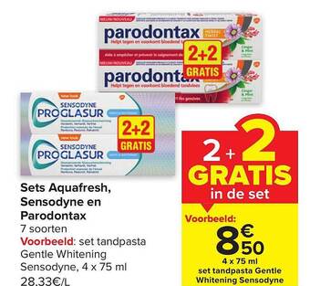 Carrefour Market Sets aquafresh, sensodyne en parodontax aanbieding