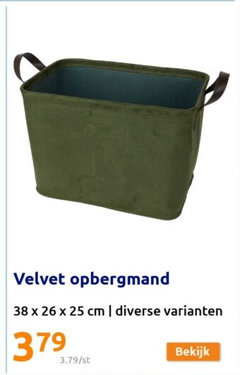 Action Velvet opbergmand 38 x 26 x 25 cm aanbieding