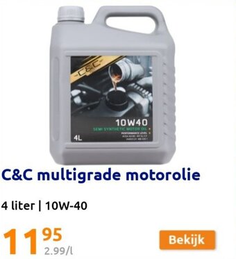 Action C&C multigrade Motorolie 4 liter 10W-40 aanbieding