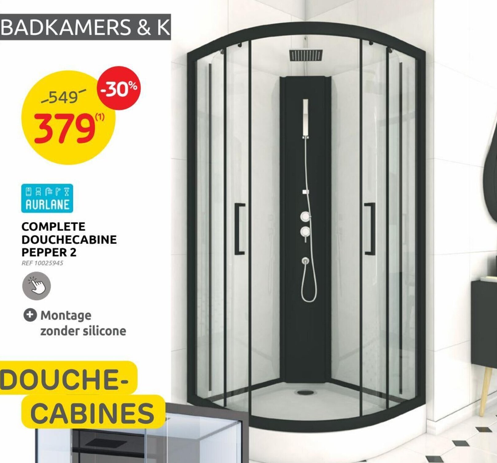 Aurlane Complete Douchecabine Pepper 2 promotie bij Brico