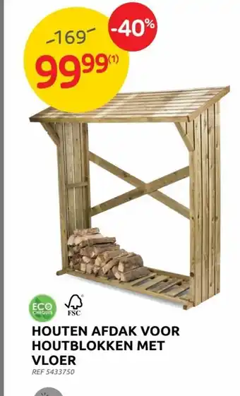 Brico Houten Afdak Voor Houtblokken met Vloer aanbieding
