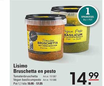 Sligro Lisimo bruschetta en pesto aanbieding