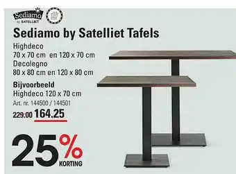Sligro Sediamo by satelliet tafels aanbieding