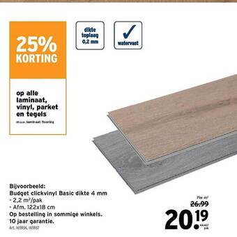 GAMMA Budget clickvinyl basic dikte 4 mm aanbieding