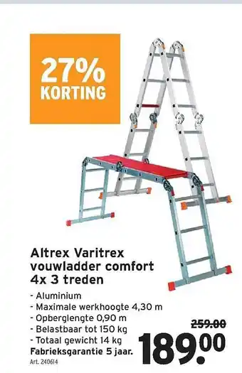 GAMMA Altrex varitrex vouwladder comfort 4x 3 treden 27% korting aanbieding