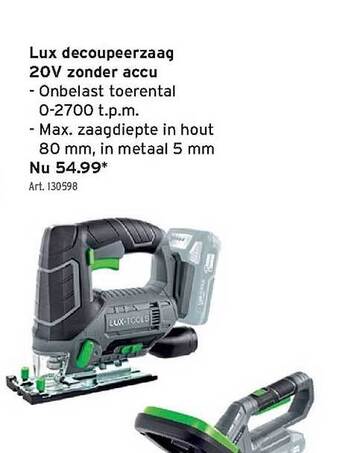 GAMMA Lux decoupeerzaag 20v zonder accu aanbieding