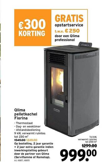 GAMMA Qlima pelletkachel fiorina aanbieding