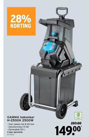 GAMMA Gamma hakselaar h-2500k 2500w 28% korting aanbieding