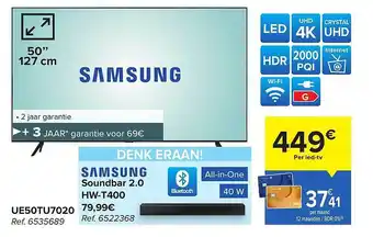 Hyper Carrefour Samsung soundbar 2.0 hw-t400 aanbieding