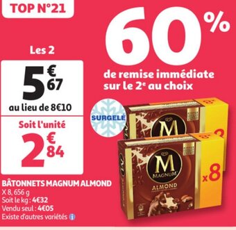 Auchan Batonnets Magnum Almond aanbieding