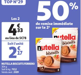 Auchan Nutella Biscuits Ferrero 304g aanbieding