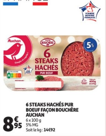 Auchan 6 Steaks Haches Pur Boeuf Facon Bouchere Auchan aanbieding