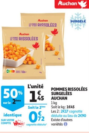 Auchan Pommes Rissolees Surgelees Auchan 1kg aanbieding
