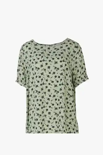 Only lichtgroene blouse met zwarte bloemen