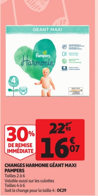 Auchan Pampers Changes Harmonie Geant Maxi aanbieding