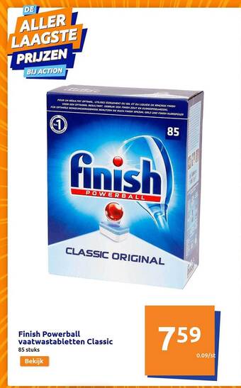 Action Finish powerball vaatwastabletten classic aanbieding