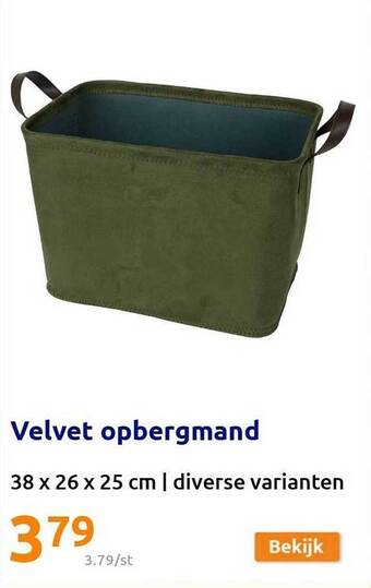 Action Velvet opbergmand aanbieding