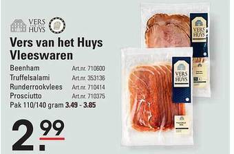 Sligro Vers van het huys vleeswaren aanbieding