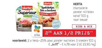 Spar Colruyt Herta charcuterie zonder nitrieten aanbieding