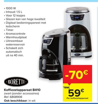Carrefour Boretti Koffiezetapparaat B410 aanbieding