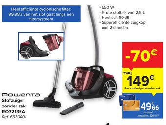 Carrefour Rowenta Stofzuiger Zonder Zak RO7213EA aanbieding