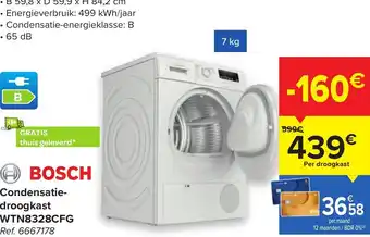 Carrefour Bosch Condensatiedroogkast WTN8328CFG aanbieding