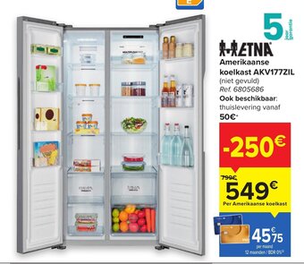 Carrefour Amerikaanse Koelkast AKV177ZIL aanbieding