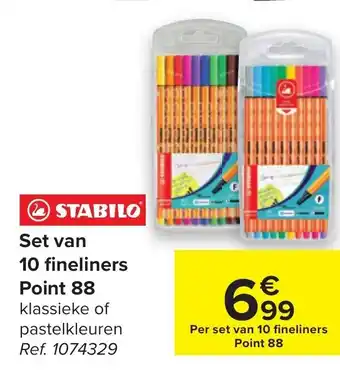 Carrefour Stabilo Set Van 10 Fineliners Point 88 aanbieding