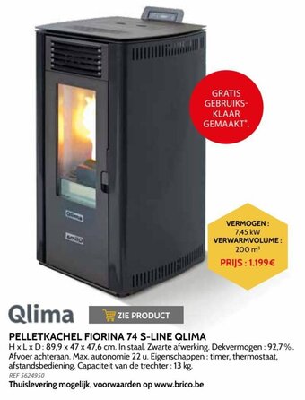 Brico Qlima Pelletkachel Fiorina 90 S-Line aanbieding