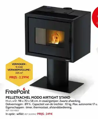 Brico FreePoint Pelletkachel Modo Airtight Stand aanbieding