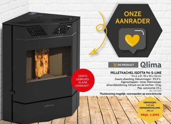 Brico Qlima Pelletkachel Isotta 94-S-Line aanbieding