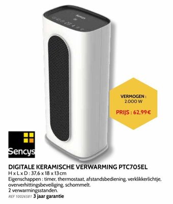 Brico Sencys Digitale Keramische Verwarming PTC705EL aanbieding