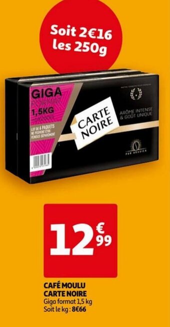 Auchan Cafe Moulu Carte Noire aanbieding