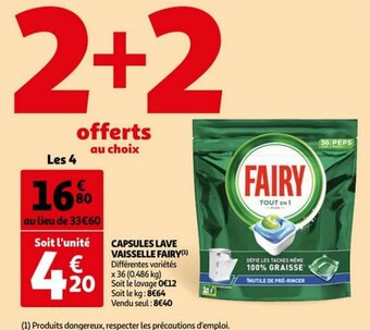 Auchan Fairy Capsules Lave Vaisselle Par Pièce aanbieding