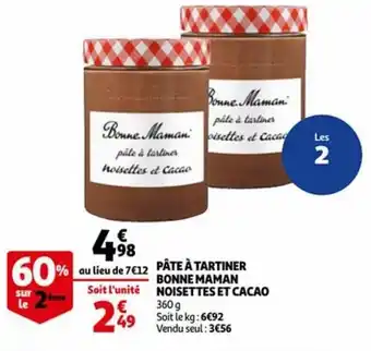 Auchan Bonne Maman Pate a Tartiner Noisettes Et Cacao Par Pièce aanbieding
