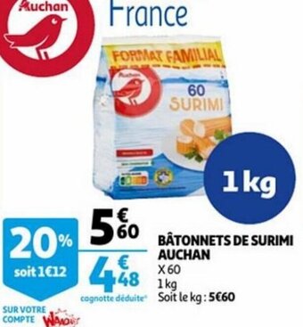 Auchan Batonnets De Surimi Auchan 1kg aanbieding